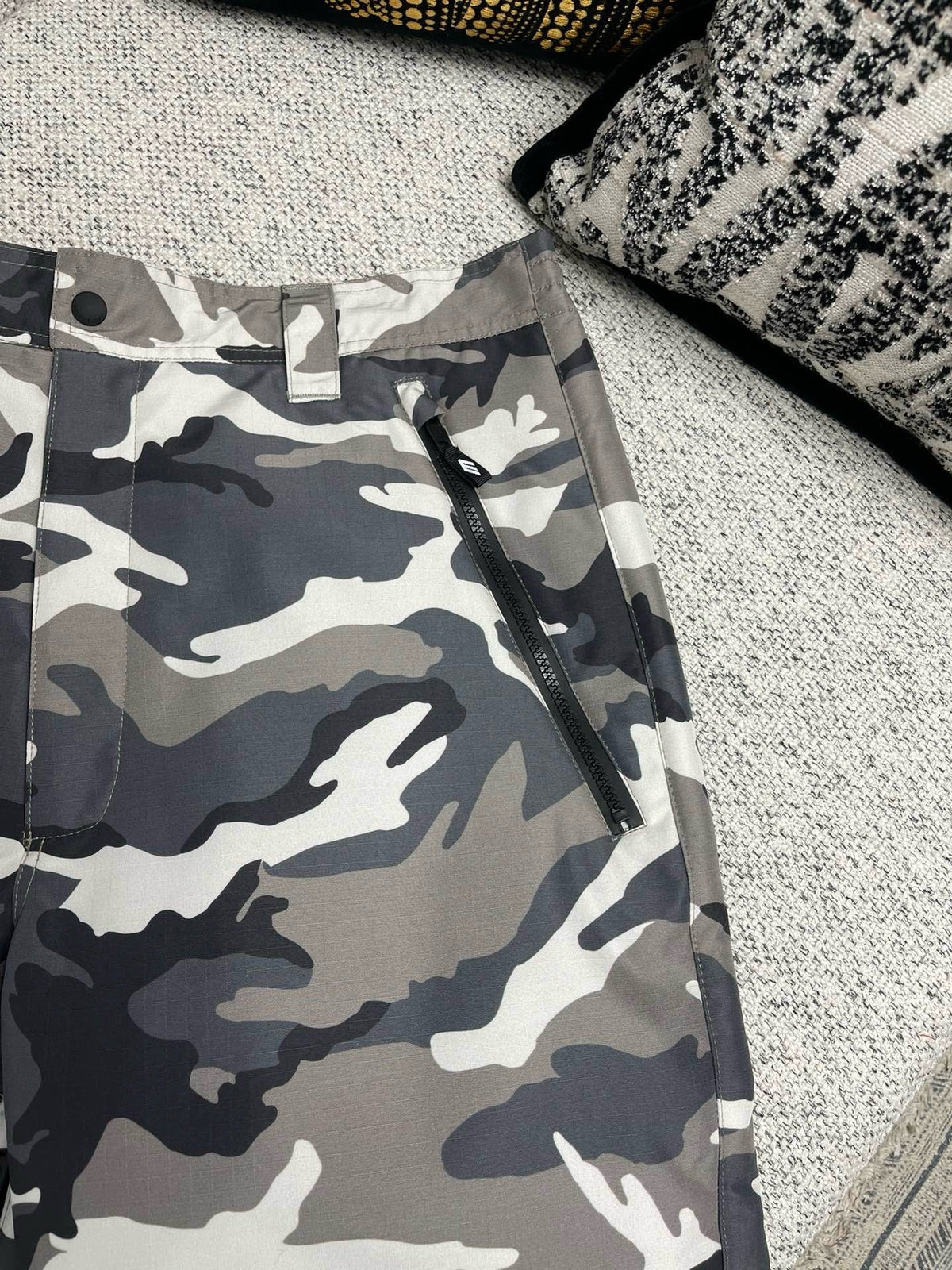 Grey Cotton Camo Print Cargo - Men's