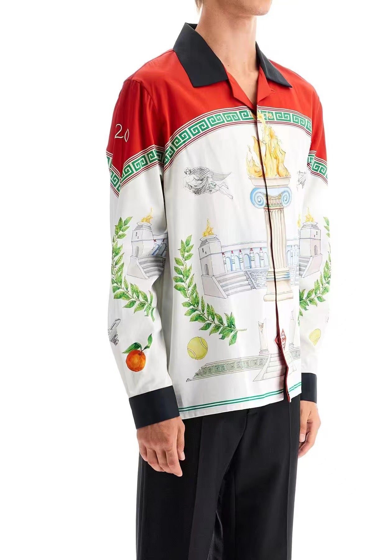 Scenic Print Silk Shirt - Men's