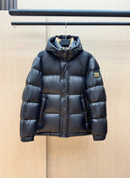 Dark Blue and Black Puffer Jacket - Men's
