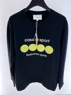 Marineblauer Baumwoll-Crewneck mit Ballgrafik – Herren
