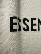 Cremefarbener Wollpullover mit Textlogo, Rundhalsausschnitt – Herren