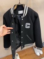 Varsity-Jacke aus schwarzer Wolle – Herren
