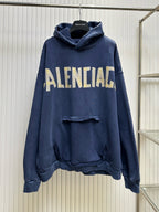Marineblauer Baumwoll-Pullover mit kräftigem Text - Herren