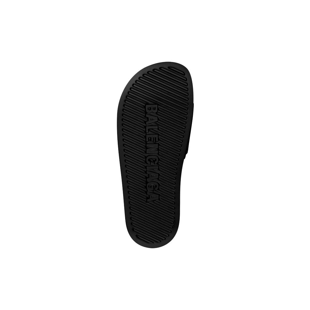 Men's Pool Slide Sandal in Black/white – logo on the strap• Debossed logo under the sole• 20 mm arch – LUX VERSE Luxury Designer Fashion Outlet