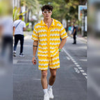 Yellow Knit Chevron Drawstring - Men's
