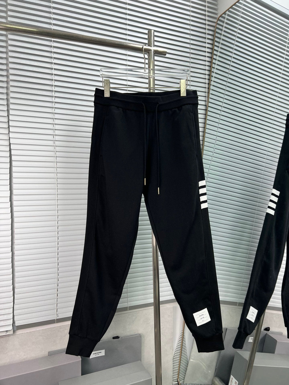 Navy Cotton Bar Stripe Joggers - Men's