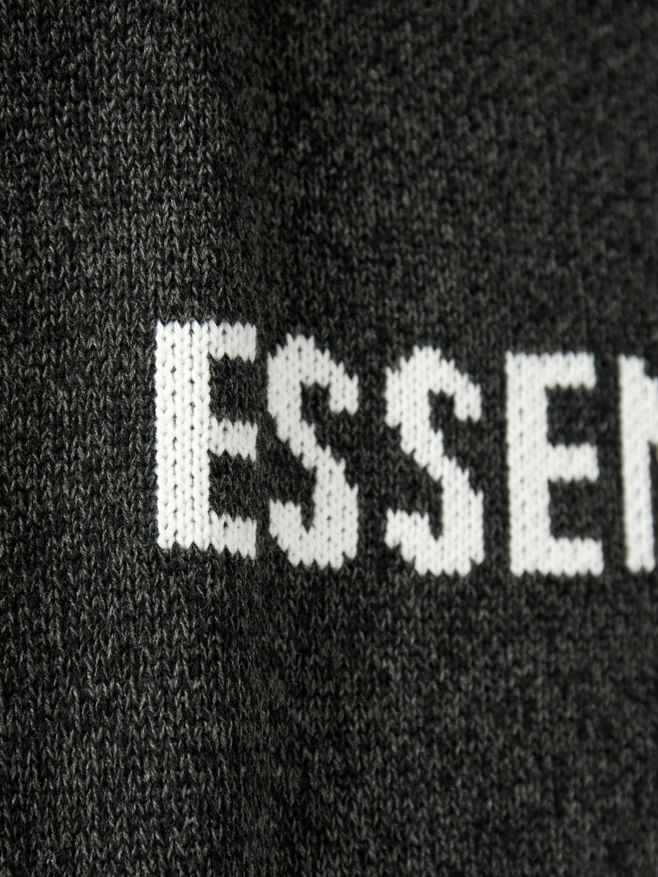 Cremefarbener Wollpullover mit Textlogo, Rundhalsausschnitt – Herren