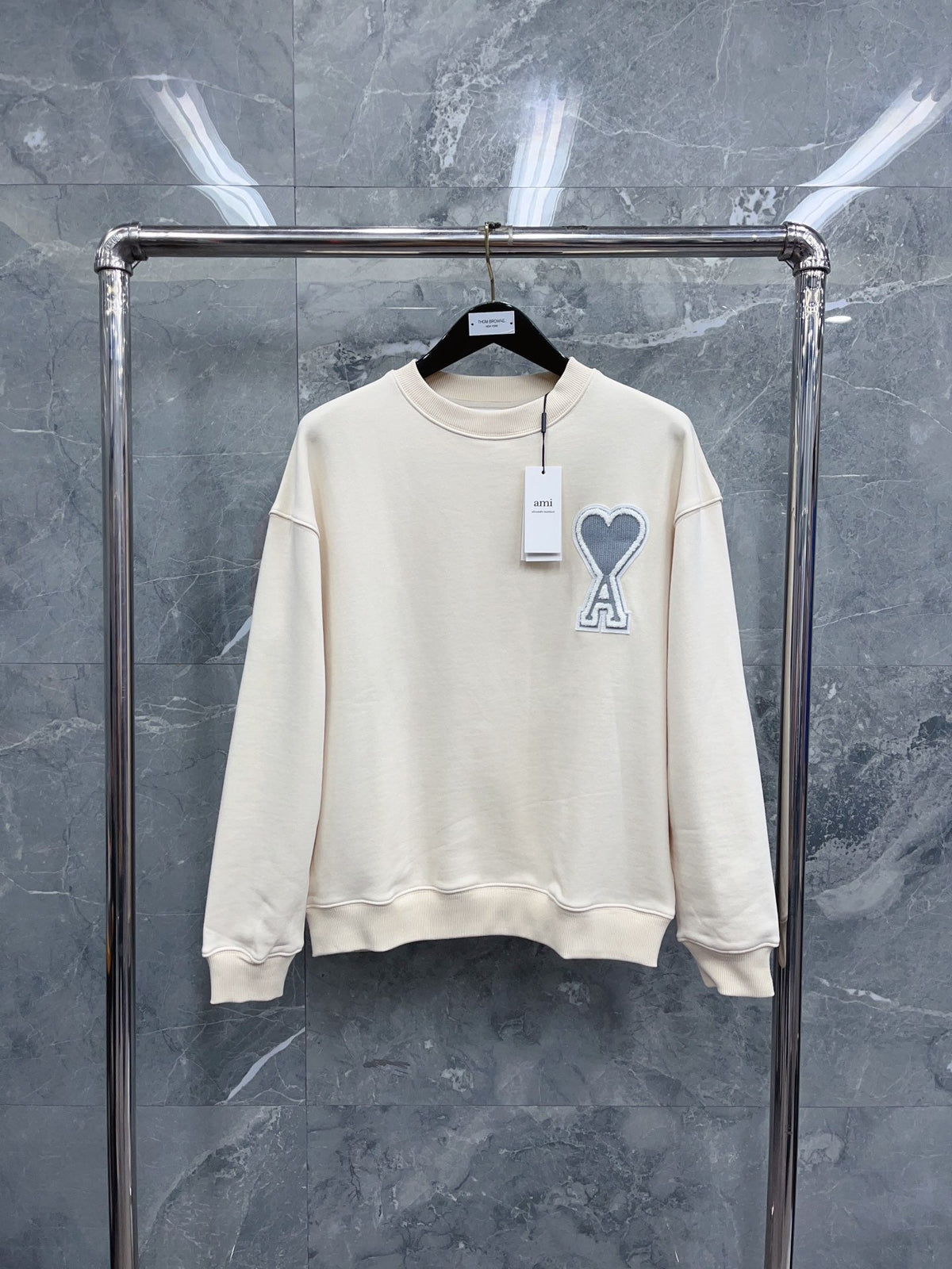 Navy Cotton Heart Logo Crewneck - Men's