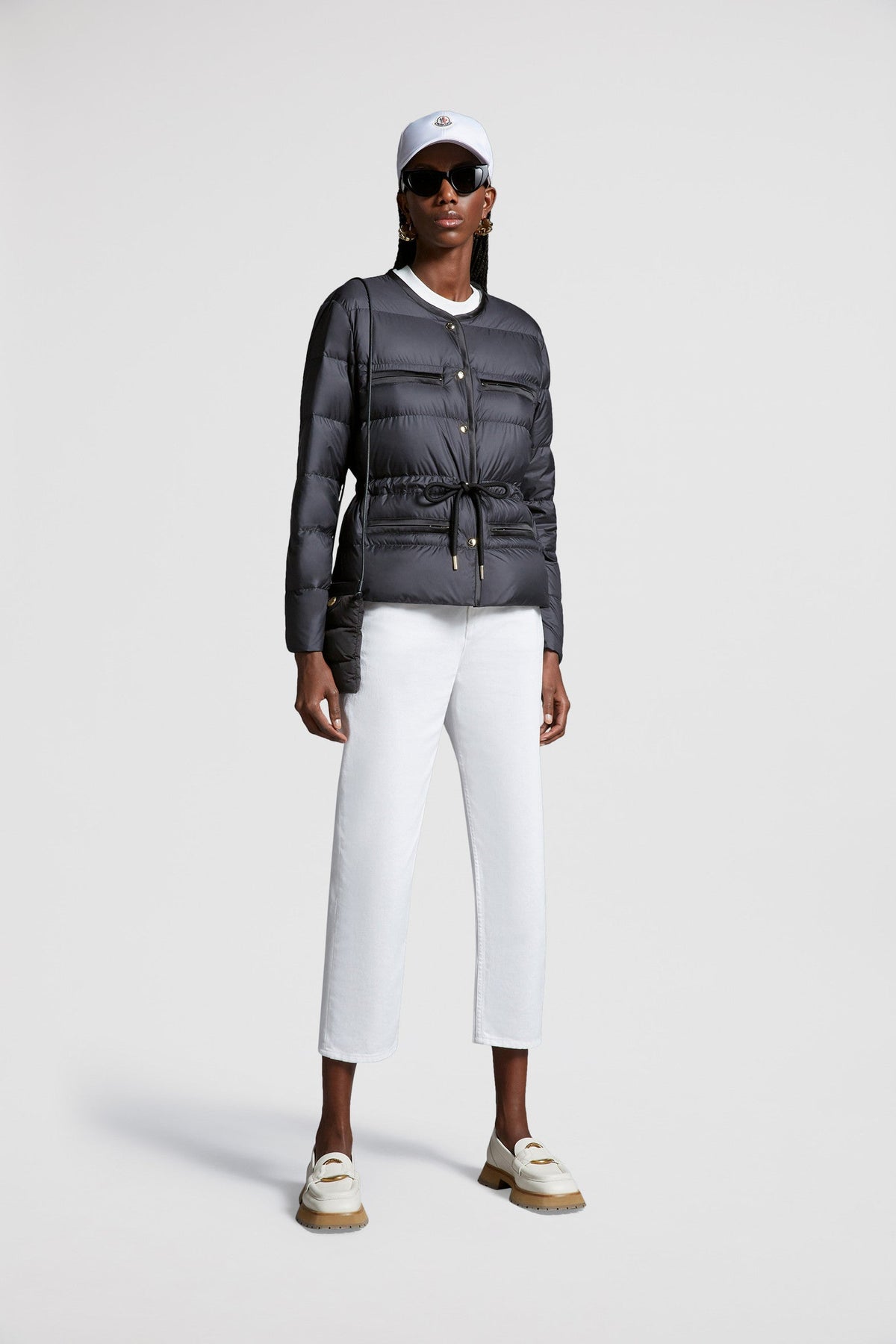 Echione Short Down Jacket – a duchesse trim and gold-toned hardware completes the look – LUX VERSE Luxury Designer Fashion Outlet