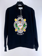 Marineblaues Baumwoll-Sweatshirt mit Emblem-Grafik – Herren