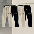 Black Cotton Numeral Print Joggers - Men's