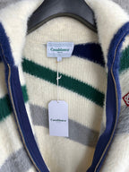 Cremefarbener Strickpullover mit Streifen und Reißverschluss – Herren