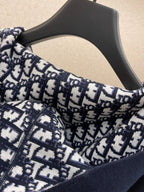 Marineblaues Jacquard-Monogramm-Panel-Rundhals-Sweatshirt – Herren