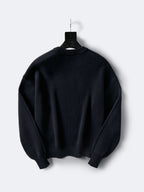 Cremefarbener Wollpullover mit Textlogo, Rundhalsausschnitt – Herren