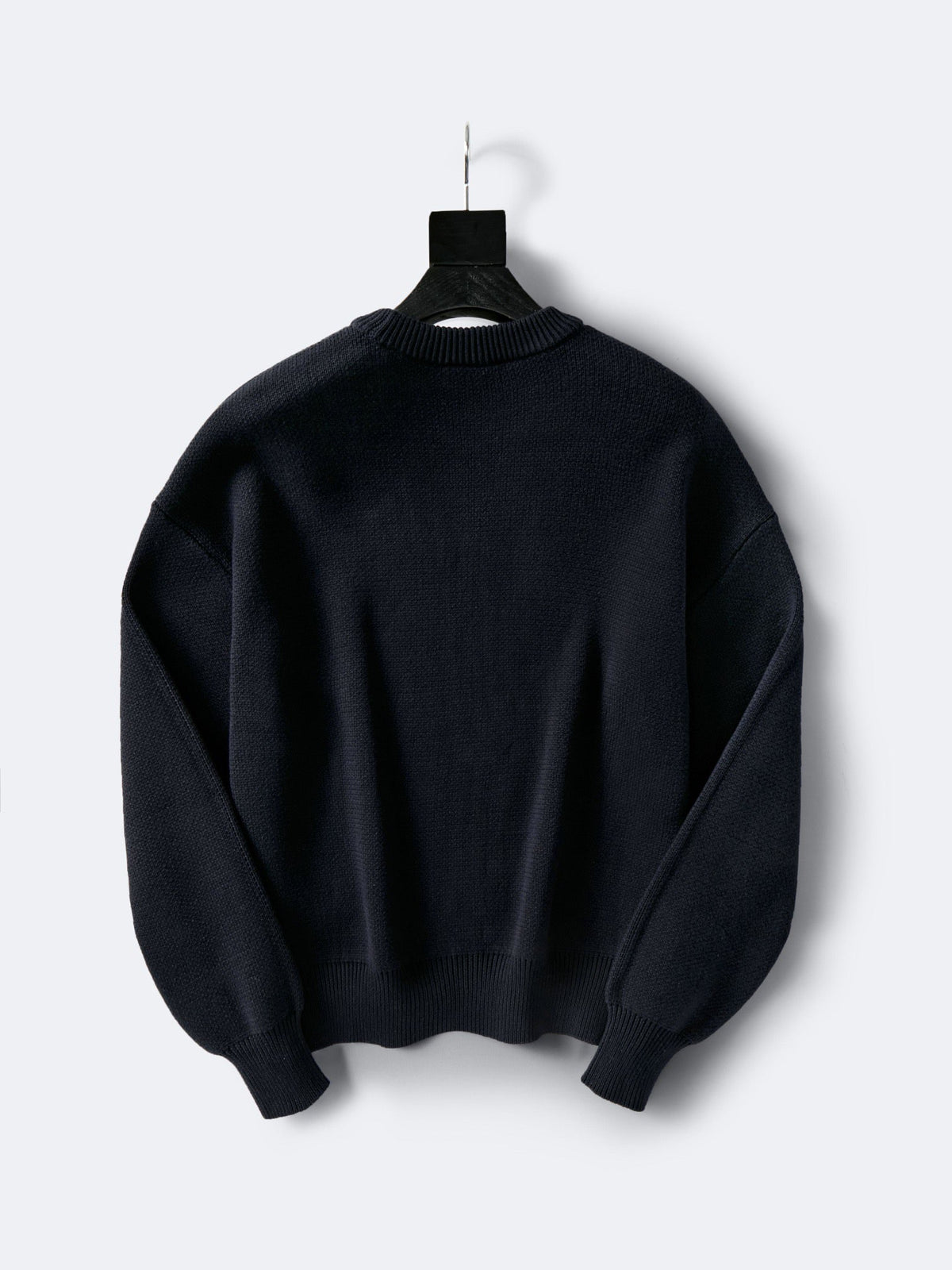 Cremefarbener Wollpullover mit Textlogo, Rundhalsausschnitt – Herren