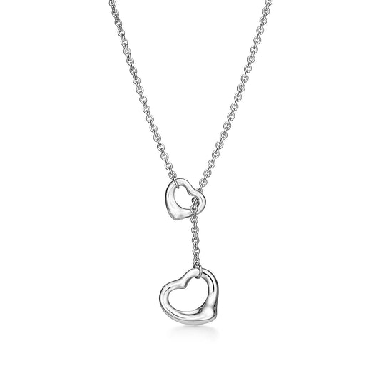 OPEN HEART LARIAT NECKLACE SILVER - LUX VERSE - Luxury designer fashion outlet