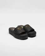 Crochet flatform slides – a simple yet sophisticated crochet pattern enhances the design of these flatform – LUX VERSE Luxury Designer Fashion Outlet