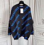 Schwarzes Jacquard-Rundhals-Sweatshirt mit Textprint – Herren