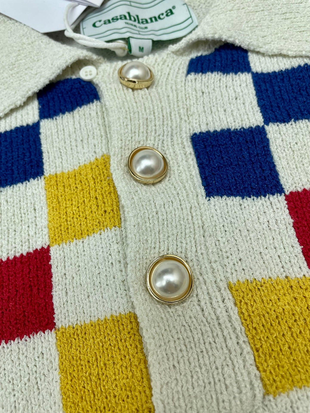 Checkerboard Yoke Knit Polo Shirt - Men's