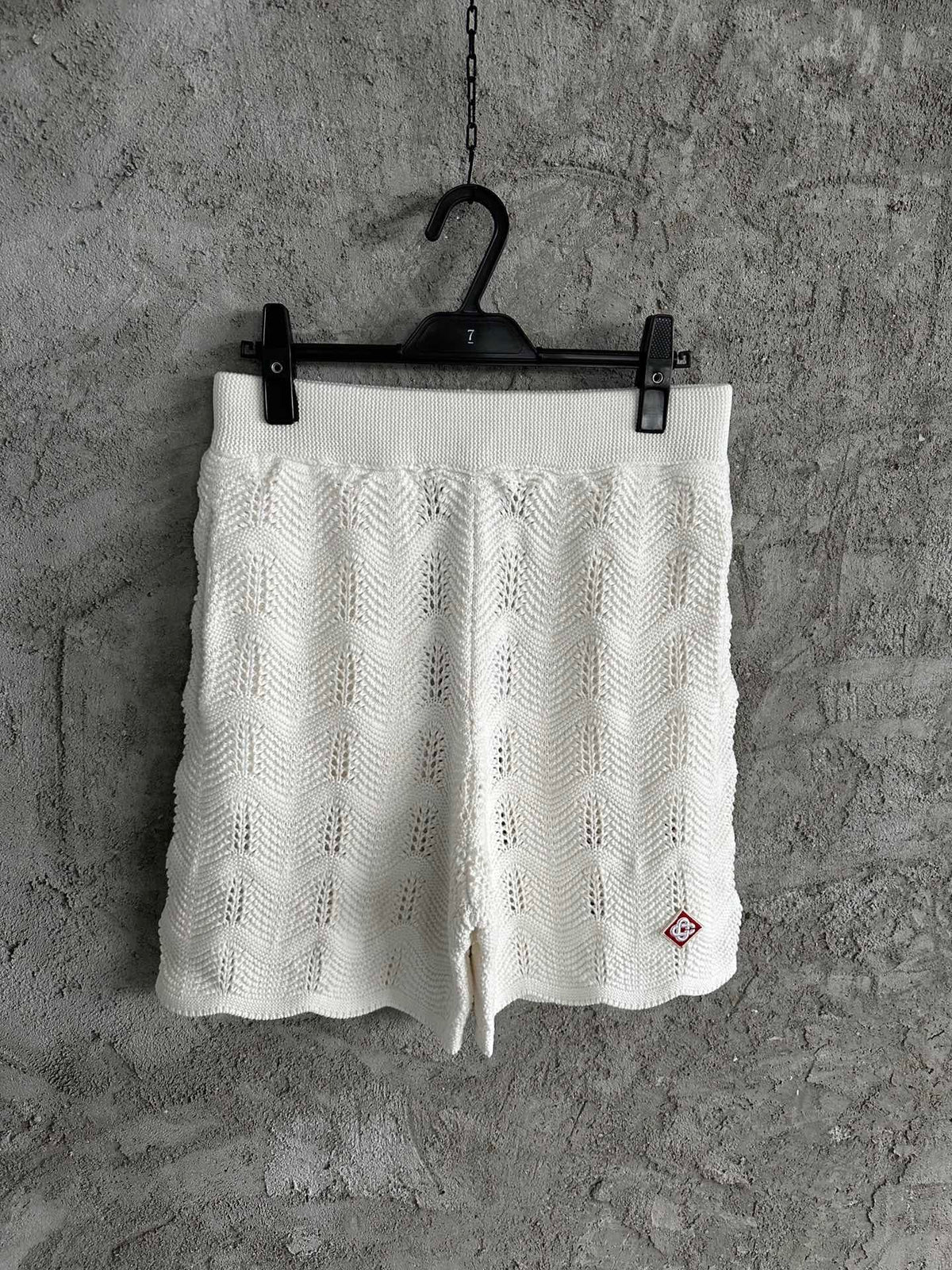 White Knit Pointelle Drawstring - Men's