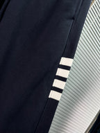 Navy Cotton Bar Stripe Joggers - Men's