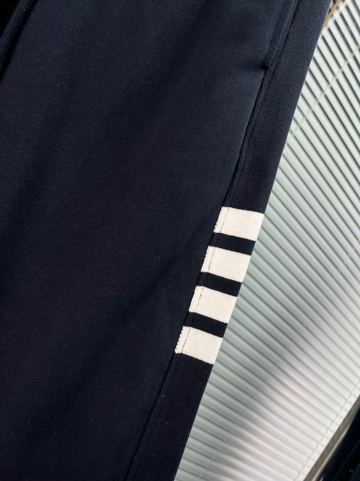 Navy Cotton Bar Stripe Joggers - Men's