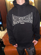 Schwarzer Baumwollpullover mit Logoprint – Herren
