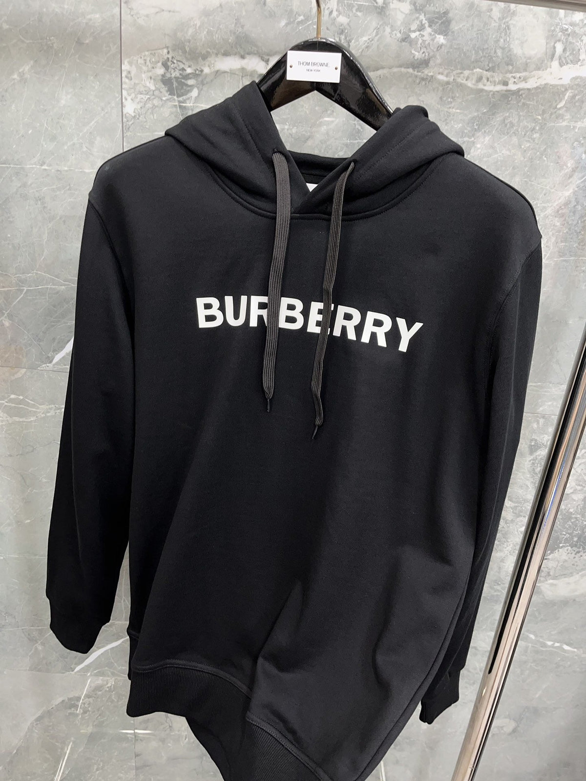 Black Cotton Bold Text Pullover - Men's