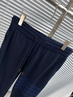 Marineblaue Baumwoll-Jogginghose mit vier Streifen – Herren