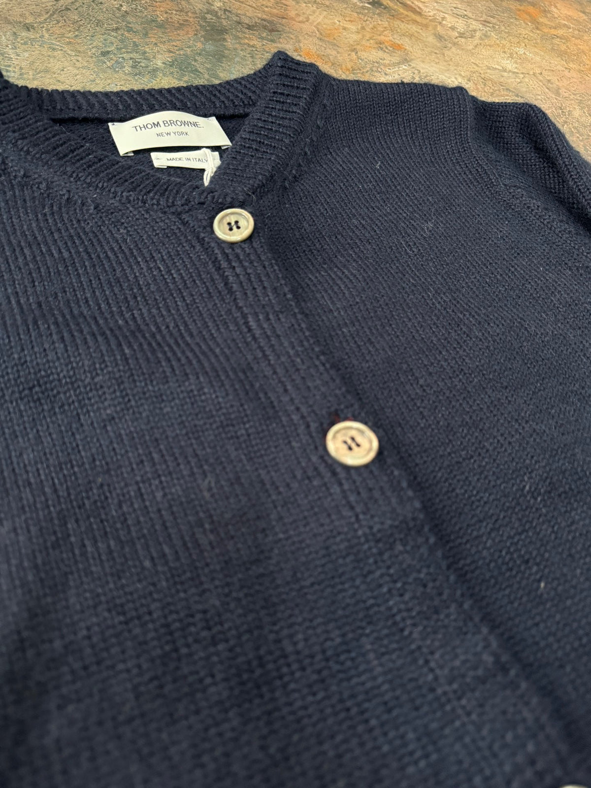 4-Bar Cardigan Navy Knit - Men's