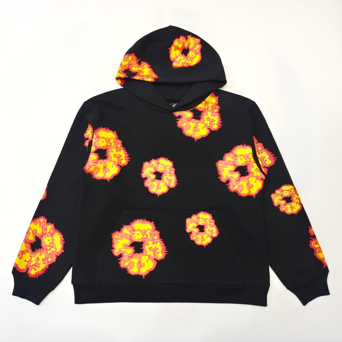 Black Cotton Floral Print Pullover - Men's