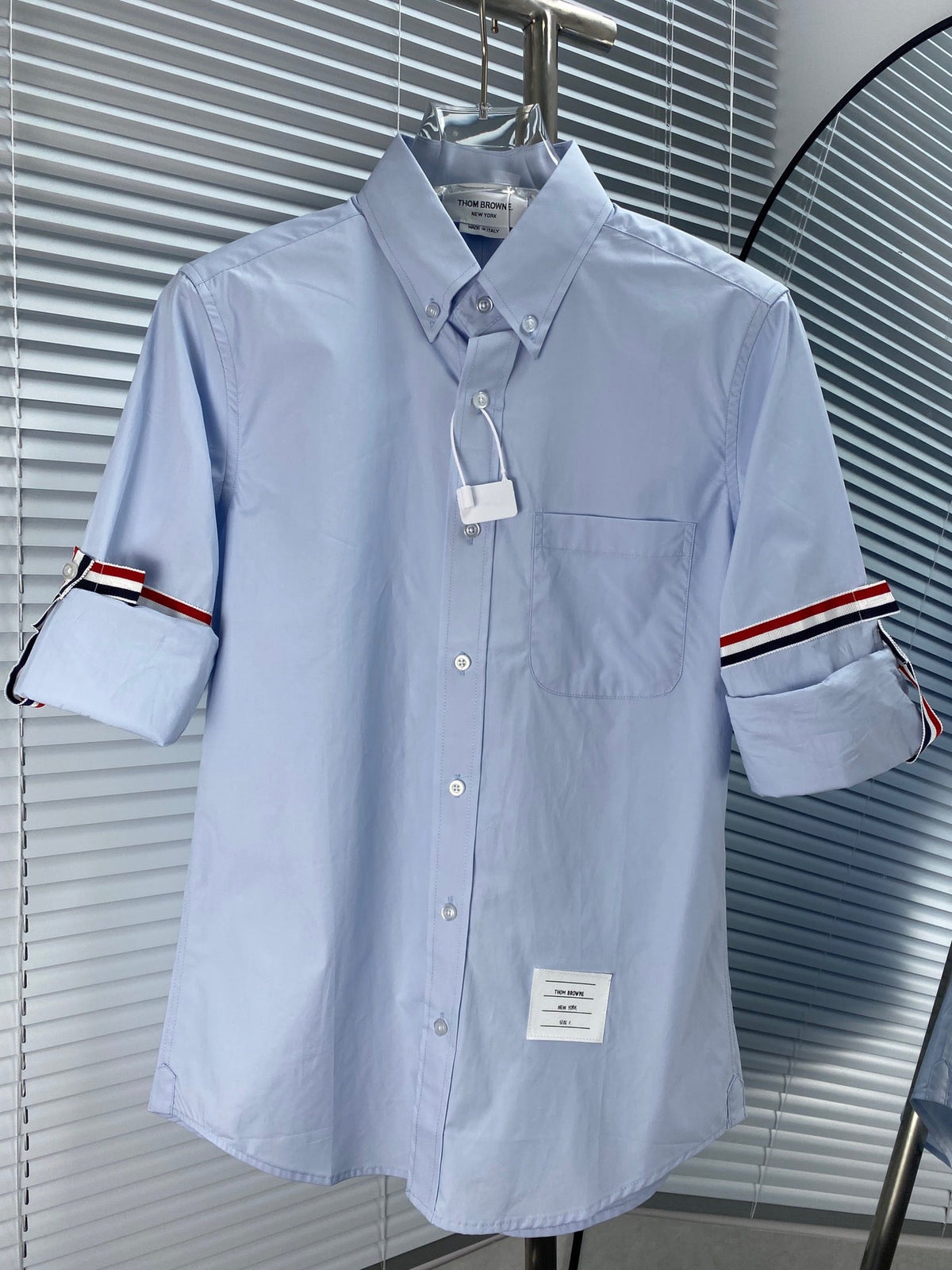 Blaues Oxford-Langarmhemd aus Baumwolle – Herren