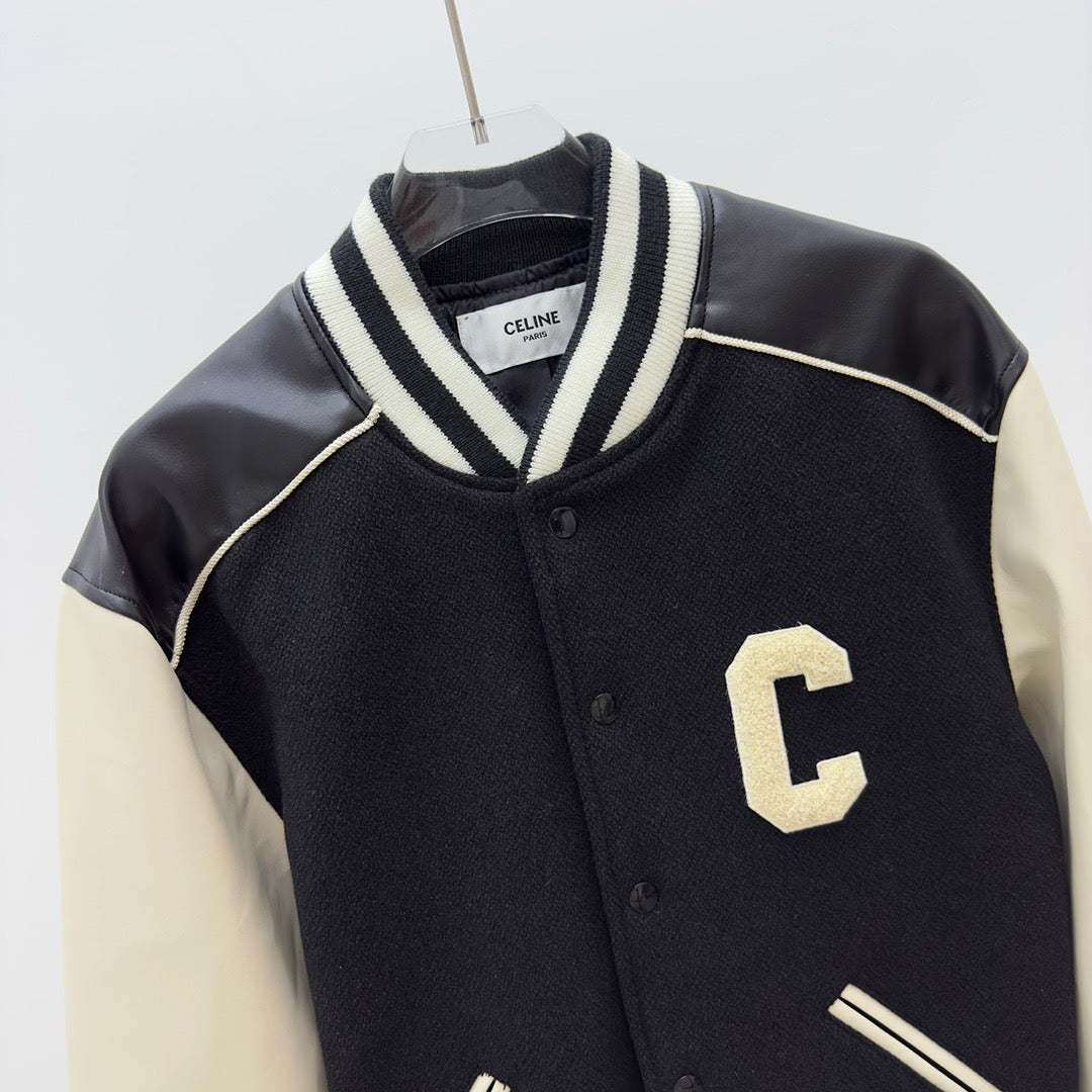 Black Wool Letter Varsity - Men's
