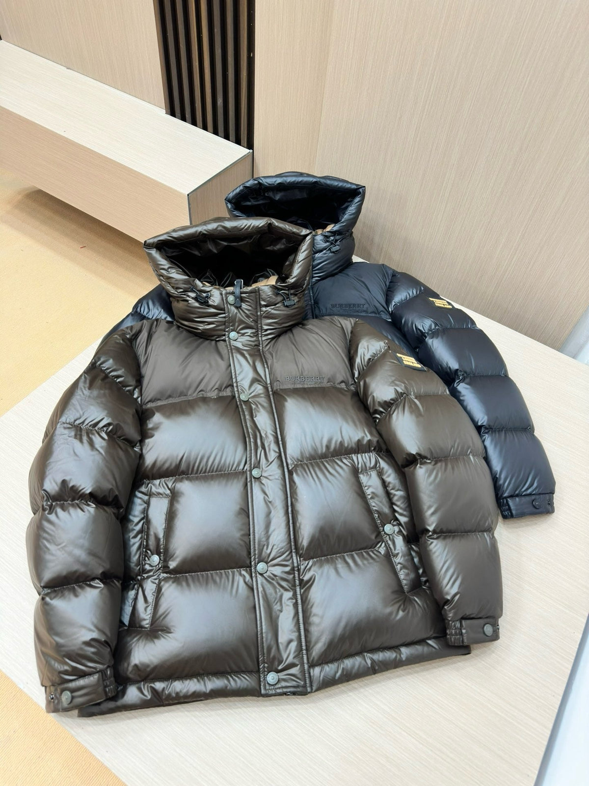 Dark Blue and Black Puffer Jacket - Men's