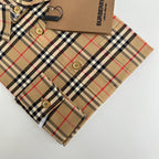 Beige Baumwoll-Langarmshirt mit Vintage Check – Herren
