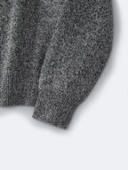 Cremefarbener Wollpullover mit Textlogo, Rundhalsausschnitt – Herren