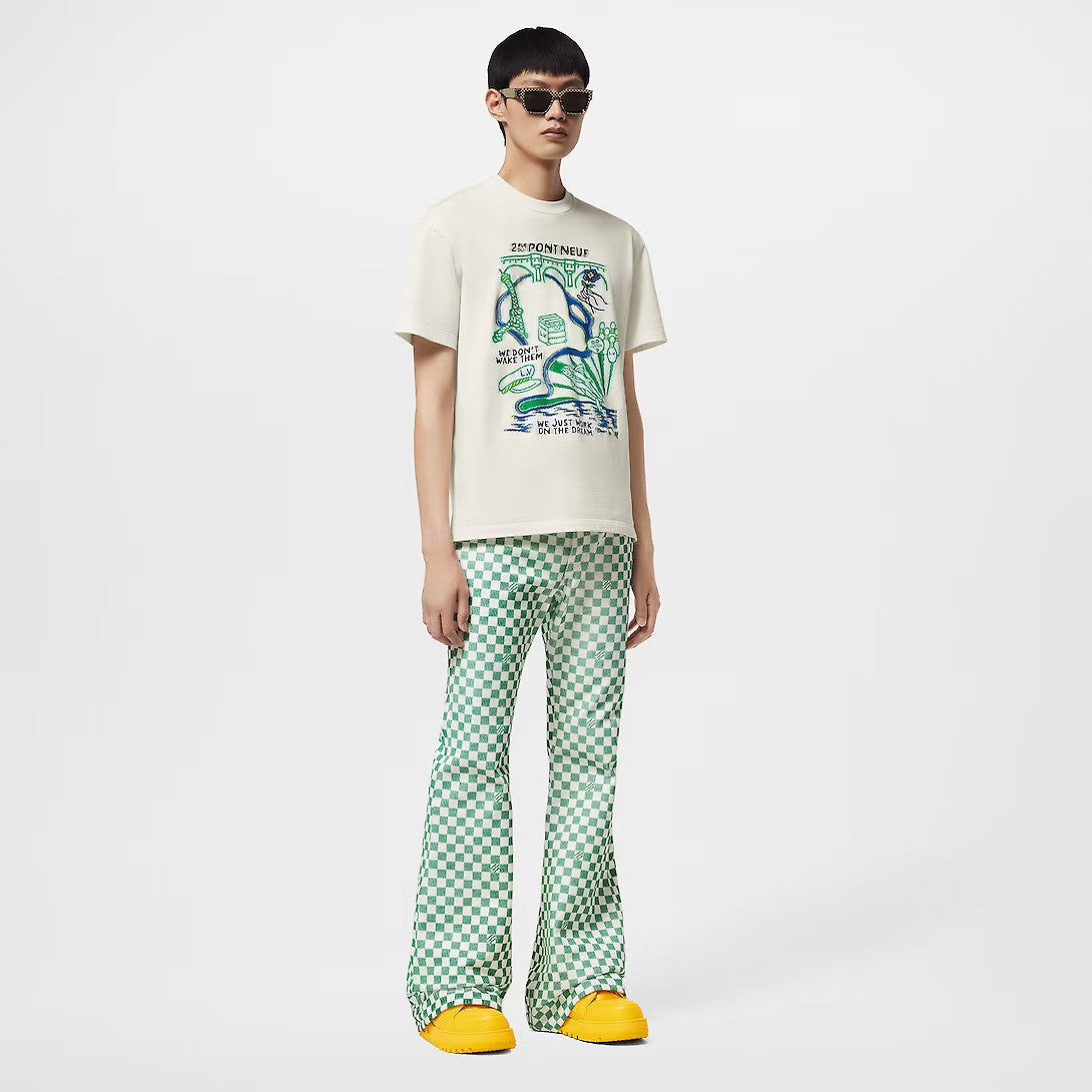 Intarsia Graphic Cotton T-Shirt – the design features joyful drawings inspired by Paris incorporating multiple House – LUX VERSE Luxury Designer Fashion Outlet
