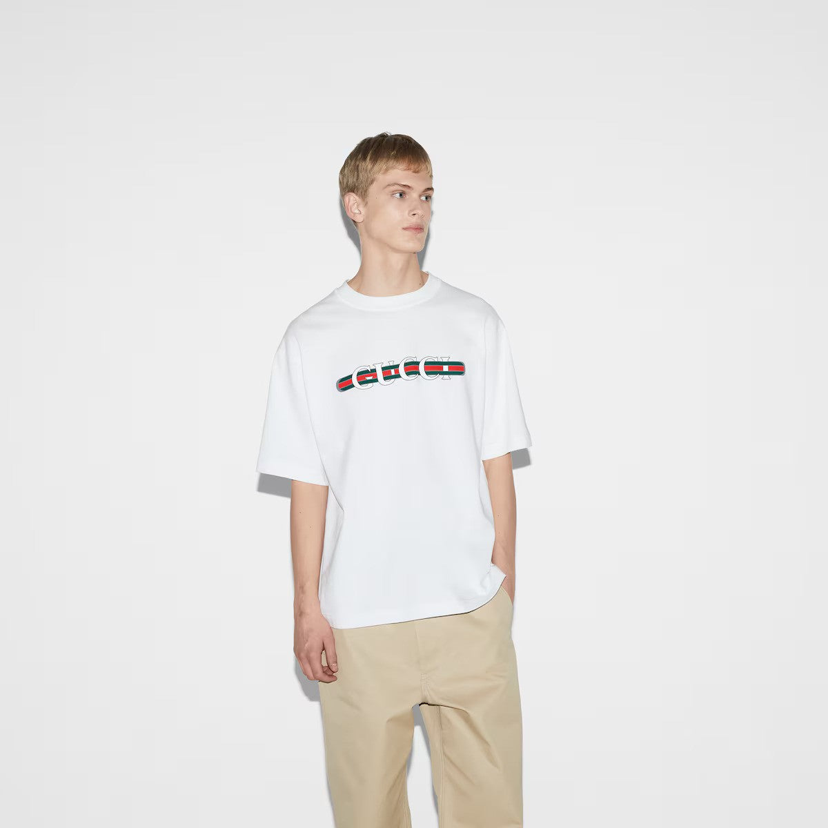 Cotton Jersey T-Shirt With Print – emblematic codes of the House and refined patterns are reinterpreted in contemporary – LUX VERSE Luxury Designer Fashion Outlet