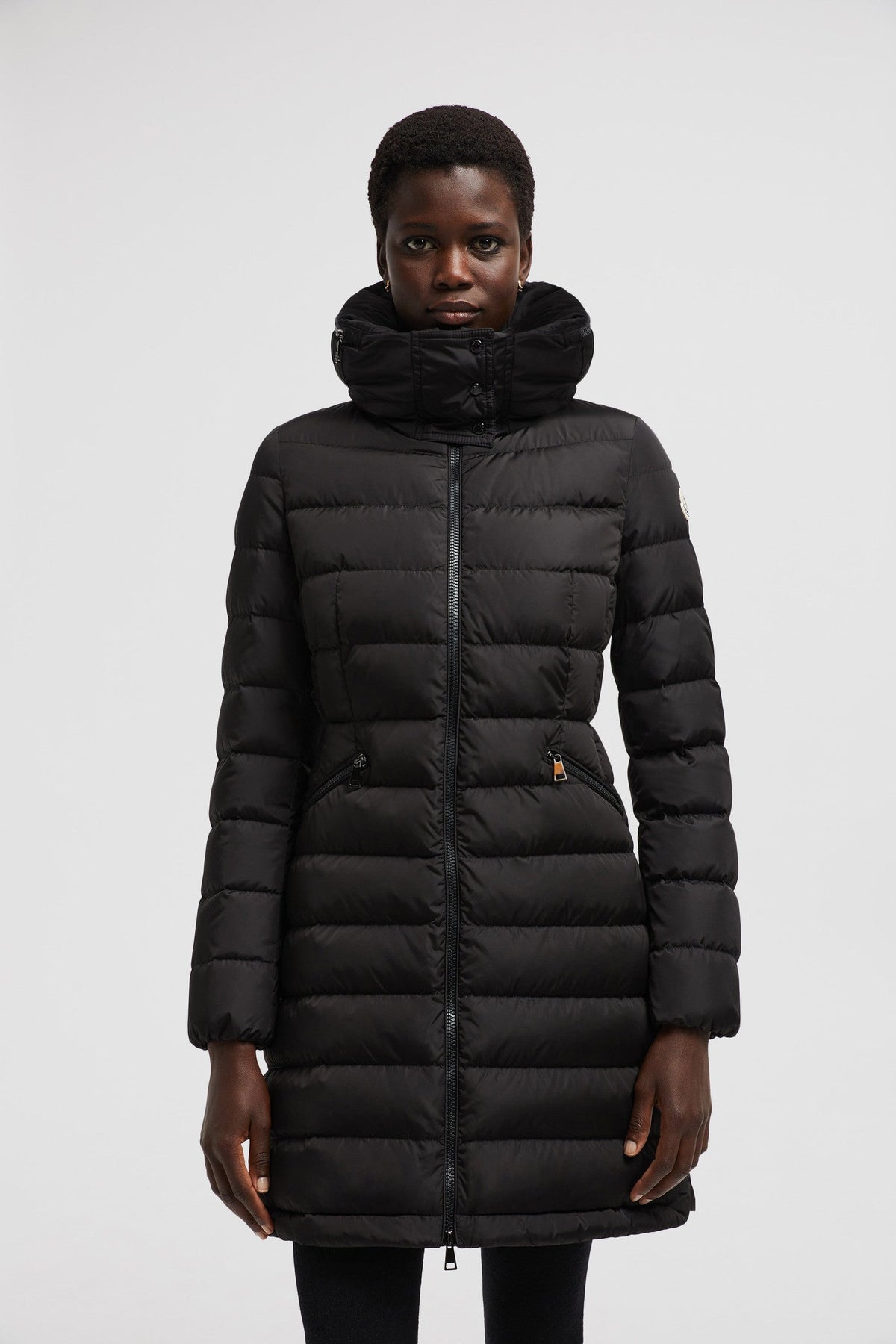 Flammette Long Down Jacket – crafted from nylon technique, the down coat has a feminine fit-and-flare silhouette, – LUX VERSE Luxury Designer Fashion Outlet