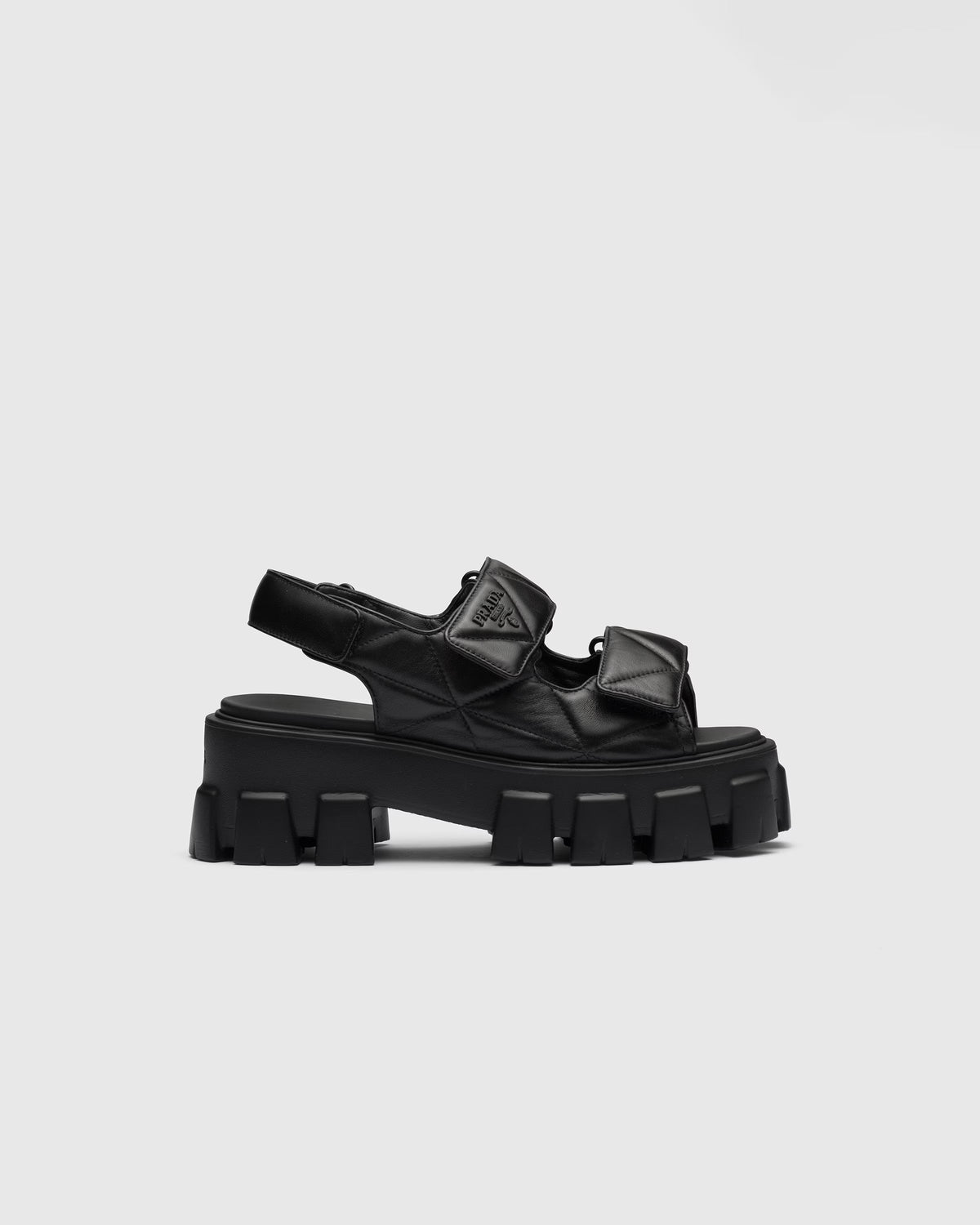 Monolith nappa leather sandals – upper with padding and stitching Rubber sole, height: 55 mm Lug tread Imported – LUX VERSE Luxury Designer Fashion Outlet