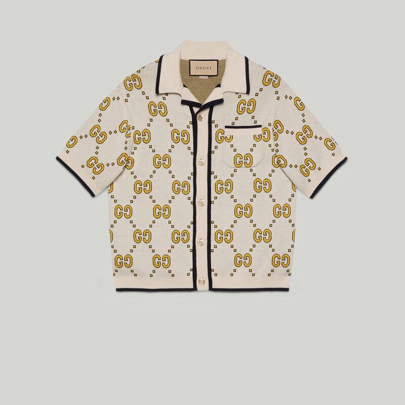 GG cotton bowling shirt – inspired by the original rhombi pattern, an allover GG motif defines this – LUX VERSE Luxury Designer Fashion Outlet