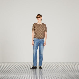 GG cotton silk polo shirt