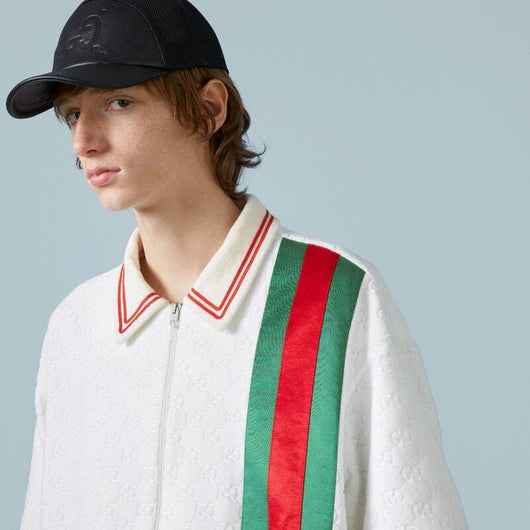 GG cotton terry cloth polo with Web - LUX VERSE - Luxury designer fashion outlet