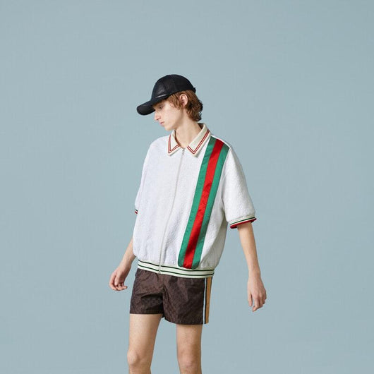 GG cotton terry cloth polo with Web - LUX VERSE - Luxury designer fashion outlet