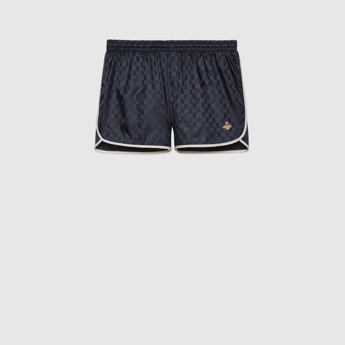 GG nylon swim short with bee – the signature GG pattern continues to be a subtle nod to's roots – LUX VERSE Luxury Designer Fashion Outlet