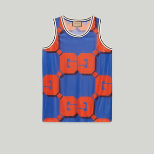 GG print mesh tank top