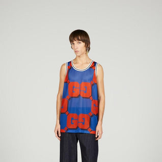 GG print mesh tank top