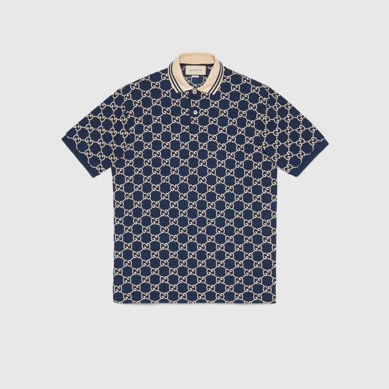 Gg Stretch Cotton Polo – the GG motif is reworked into an allover embroidery, contrasting this polo's dark – LUX VERSE Luxury Designer Fashion Outlet
