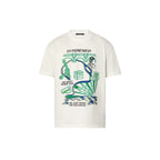 Intarsia Graphic Cotton T-Shirt – this soft white organic cotton t-shirt is given an arty twist with a graphic LV Pont – LUX VERSE Luxury Designer Fashion Outlet
