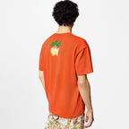 Short-Sleeved Cotton Crewneck – crafted in organic knitted cotton in warm orange tones, it is embellished with an LV – LUX VERSE Luxury Designer Fashion Outlet